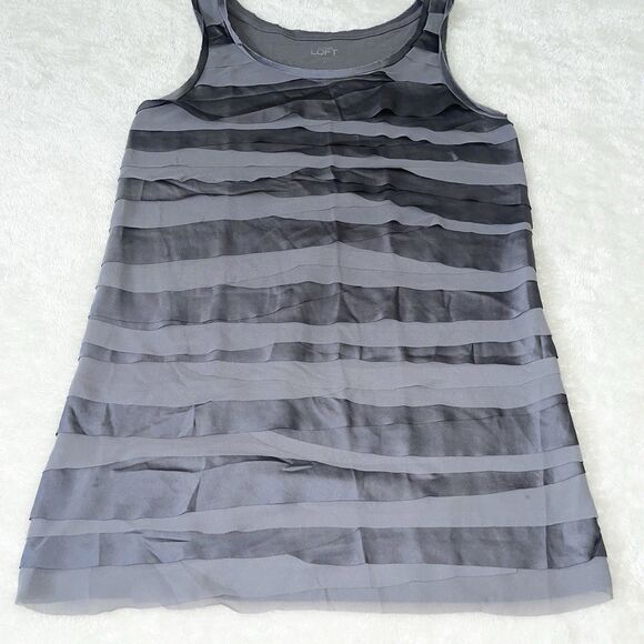 Ann Taylor Loft Tank Top Womens Size S Tiered Straps Sleeveless Dark Gray Knit - Picture 2 of 10